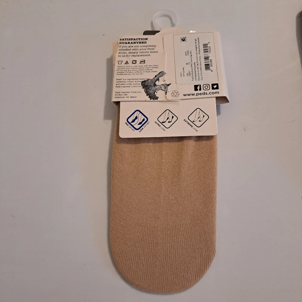 Peds Low Sport Liner Socks - Nude Beige - 2 Pair Pack - Shoe Size 5-10